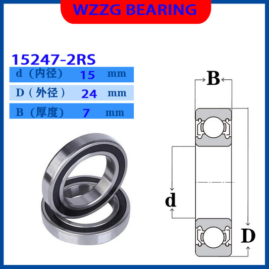 15247-2RS Bearing 15*24*7 mm ( 2 PC ) 63802 RS Bicycle Hub Front and Rear Hub Wheel 15 24 7 Ball Bearings