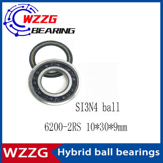 WZZG 2PCS/lot 6200-2RS 10X30X9mm Hybrid ceramic SI3N4 ball Bearings bicycle Bearing