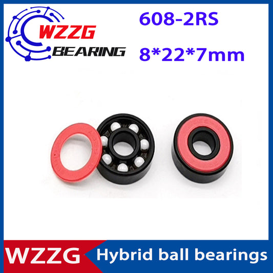 WZZG 4PC/lot 608-2RS hybrid ceramic ball roller skate bearings 8*22*7 high speed 608 skateboard bearing