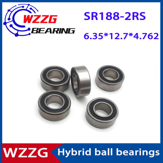 WZZG 4PC/lot SR188 6.35*12.7*4.762mm stainless steel mixed ceramic fingertip gyro bearing toy bearings