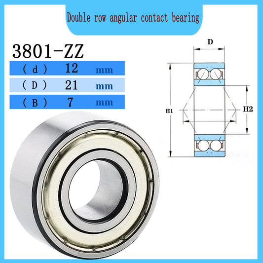 WZZG 3801-ZZ 2RS (4pcs/lot)High quality double row angular contact ball bearings 12*21*7 mm