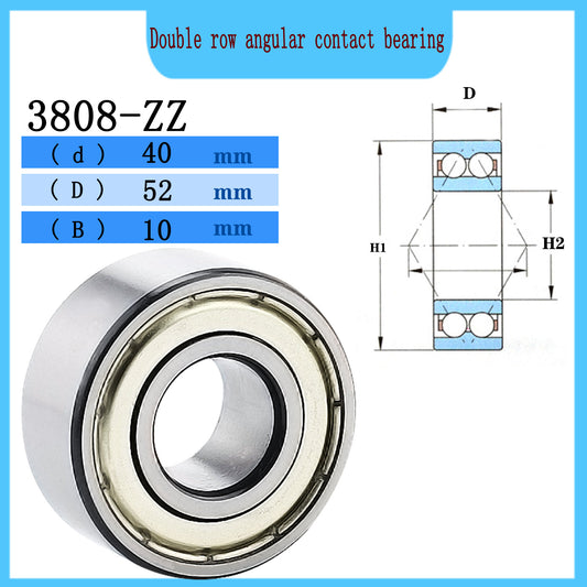 WZZG 3808-ZZ 2RS (2pcs/lot)High quality double row angular contact ball bearings 40*52*10 mm