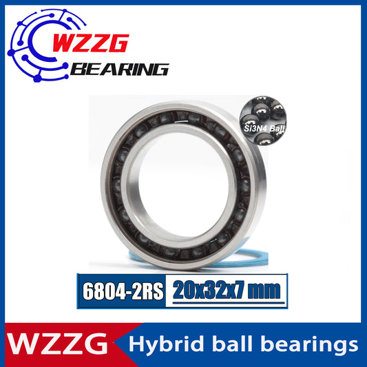 WZZG 6804 Hybrid Ceramic Bearing 20x32x7 mm ABEC-1 ( 2 PC ) Bicycle Bottom Brackets & Spares 6804RS Si3N4 Ball Bearings