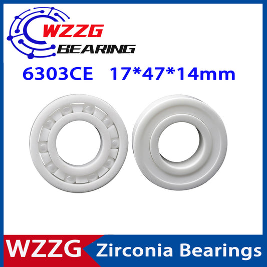 WZZG 6303 Full Ceramic Bearing ZrO2 1PC 17*47*14 mm Ceramic ball bearing slide 6303CE 6303CE-2RS