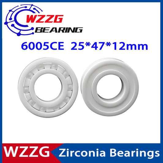 WZZG 6005 Full Ceramic Bearing ZrO2 1PC 25*47*12 mm Ceramic ball bearing slide 6005CE 6005CE-2RS