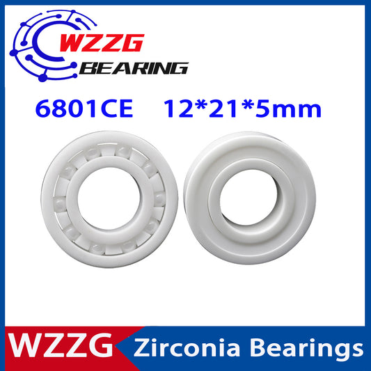 WZZG 6801 Full Ceramic Bearing ZrO2 2PC/lot 12*21*5 mm Ceramic ball bearing slide 6801CE 6801CE-2RS