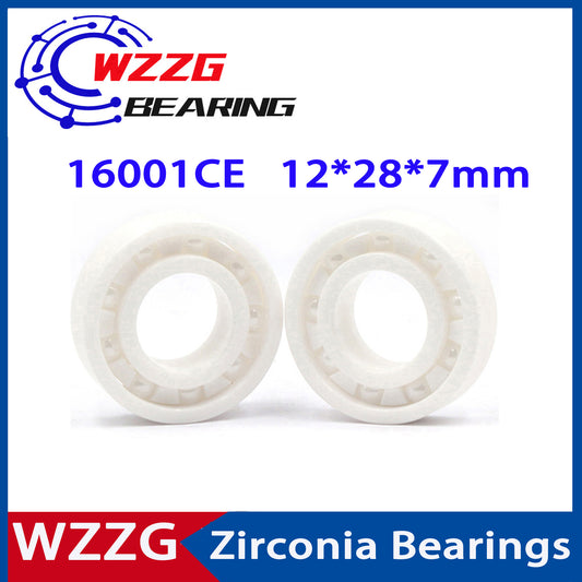 WZZG 16001 Full ceramic bearing ZrO2 1PC 12*28*7 mm ceramic ball bearing 16001CE