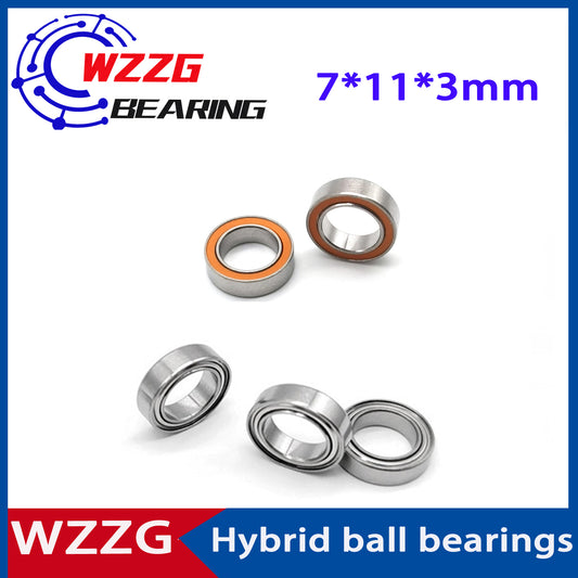 WZZG 4PC/lot SMR117 Stainless Steel Hybrid Ceramic Bearings 7x11x3mm