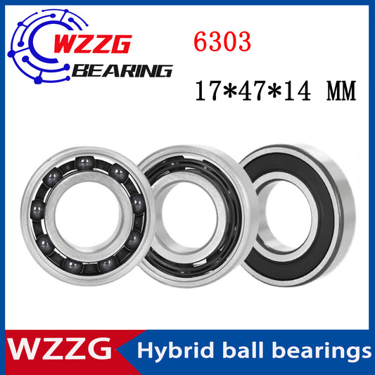 WZZG 1pcs S6303 stainless steel hybrid ceramic ball bearing 17*47*14mm high-speed maintenance-free bearing
