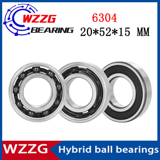 WZZG 1pcs S6304 stainless steel hybrid ceramic ball bearing 20*52*15mm high-speed maintenance-free bearing