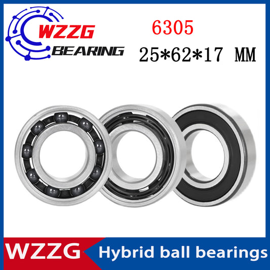 WZZG 1pcs S6305 stainless steel hybrid ceramic ball bearing 25*62*17mm high-speed maintenance-free bearing