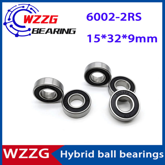 WZZG 2PC Precision motor bearing 6002-2RS 15*32*9mm hybrid ceramic ball bearing with high speed and low noise