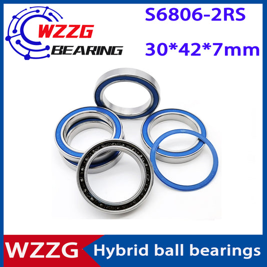 WZZG 1PC S6806-2RS bicycle mid-shaft high-speed stainless steel hybrid ceramic bearing 30*42*7mm