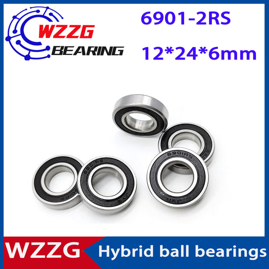 WZZG 2PC 6901 2RS bicycle hybrid ceramic ball bearing 12*24*6mm bearing bearing steel + silicon nitride ball