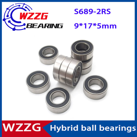 WZZG 4PC S689 stainless steel hybrid ceramic bearing 9*17*5mm kiln fan bearing seal cover 2RS