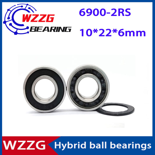 WZZG 2PC 6900-2RS Bearing Steel Hybrid Ceramic Ball Bearing 10*22*6mm Bicycle Rolling Bearing