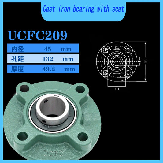 WZZG Bearing Flange Cartridge Bearing Units UCFC209 Pillow Block Ball Bearing diameter 45mm