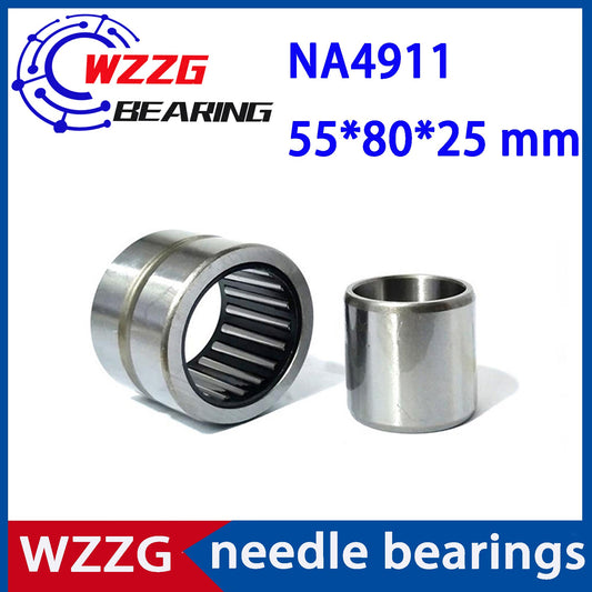 WZZG NA4911 (2 pcs/lot) needle roller bearing high quality bearing with inner ring size 55*80*25 mm