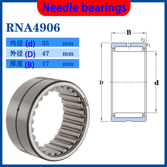 WZZG RNA4906 Bearing 35*47*17 mm ( 6 PC ) Solid Collar Needle Roller Bearings Without Inner Ring 4624906 4644906/A Bearing