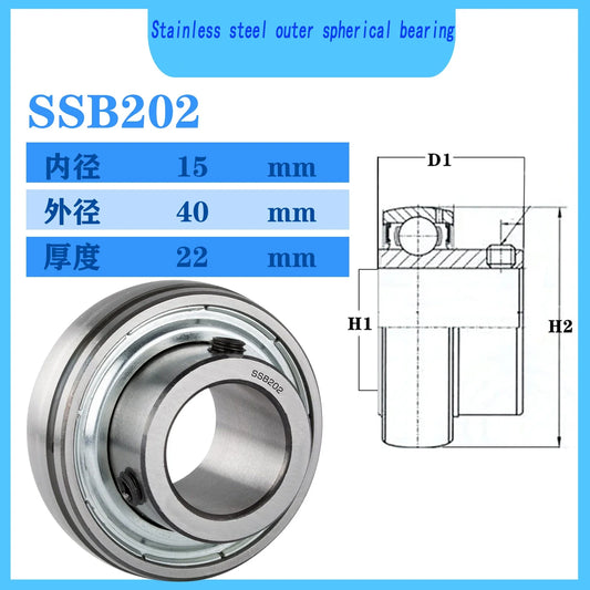 WZZG SSB202 stainless steel pillow ball bearing 15 * 40 * 22mm high-quality outer spherical bearing
