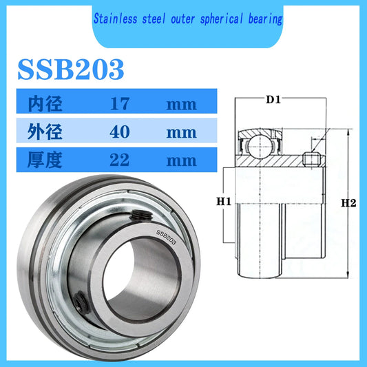 WZZG SSB203 stainless steel pillow ball bearing 17*40*22mm high-quality outer spherical bearing