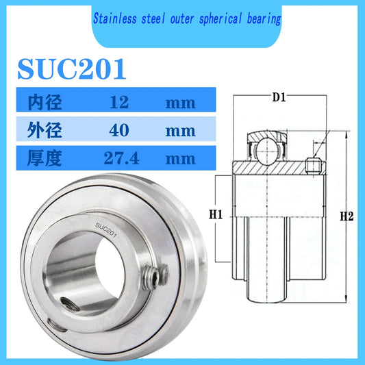 WZZG SUC201 Stainless steel outer spherical bearing 12*40*27.4 mm High quality mechanical bearings