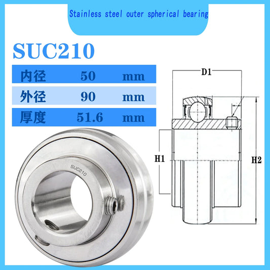 WZZG SUC210 SSUC210 Stainless steel outer spherical bearing 50*90*51.6 mm High quality mechanical bearings