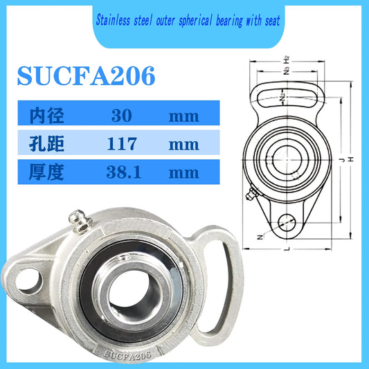 WZZG SUCFA206 stainless steel outer ball surface with seat bearing, high-quality mechanical bearing