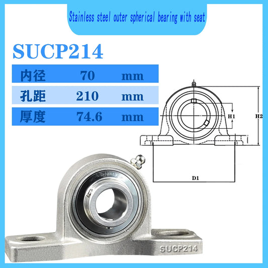 WZZG SUCP214 stainless steel outer ball surface with seat bearing 70*210*74.6mm high-quality mechanical bearing