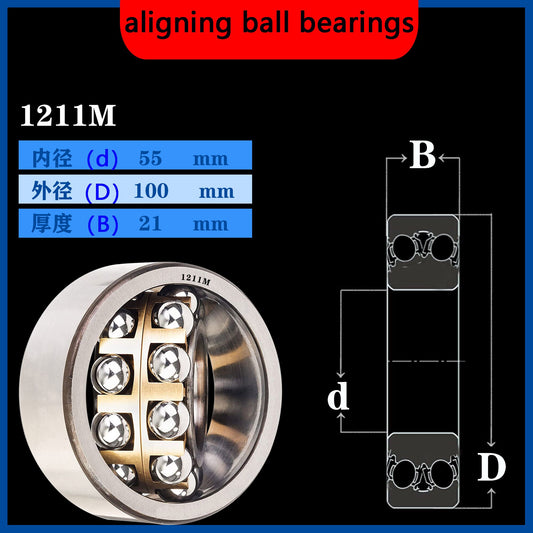 WZZG Self-aligning ball bearings (2pcs/lot) 1211E EK ATN AKTN M high-quality double row self-aligning ball bearings 55*100*21mm