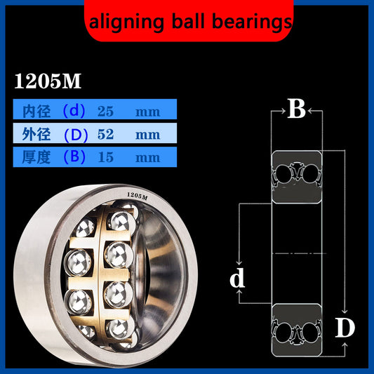 WZZG Self-aligning ball bearings (6pcs/lot) 1205E EK ATN AKTN M high-quality double row self-aligning ball bearings 25*52*15mm