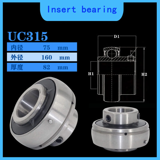 WZZG UC315（1 PC) Top Thread Bearing Steel High Quality Outer Spherical Bearing