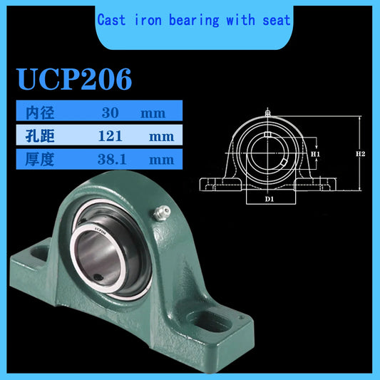 WZZG UCP206 Outer spherical bearing with seat 30*121*38.1mm genuine precision bearings