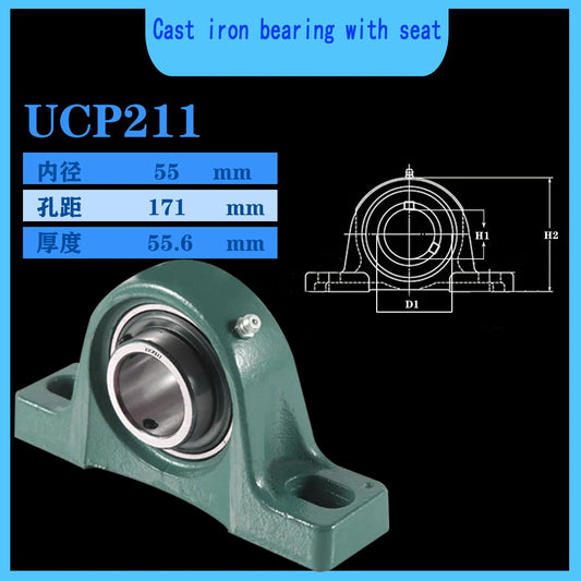 WZZG UCP211 Outer spherical bearing with seat 55*171*55.6 mm genuine precision bearings