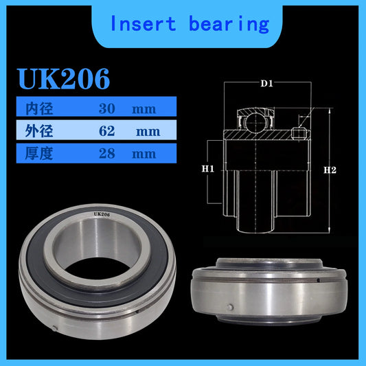 WZZG UK206 Outer spherical bearing  tapered hole 190506 pillow ball bearing 30*62*28 mm