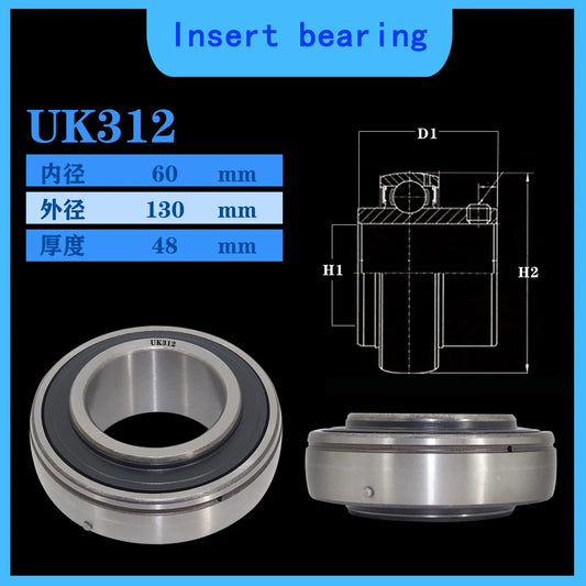 WZZG UK312 Outer spherical bearing tapered hole pillow ball bearing 60*130*48 mm