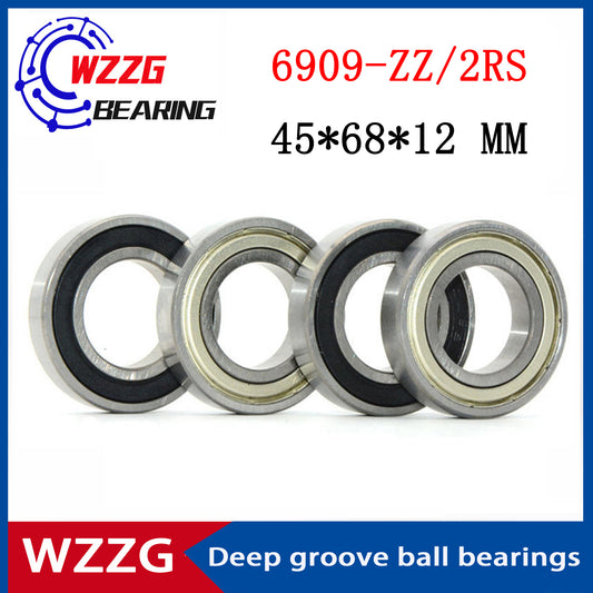 WZZG 6909-ZZ 2RS ( 4pcs/lot ) deep groove ball bearings 45*68*12 MM high-speed ball bearings