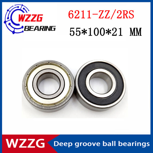 WZZG Deep groove ball bearing 6211-ZZ 2RS (2pcs/lot) 55*100*21 mm double seal high quality bearings
