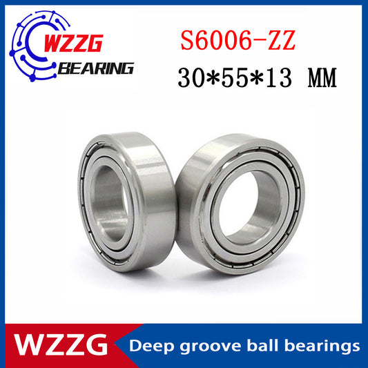 WZZG S6006-ZZ (2pcs/lot) 440C stainless steel deep groove ball bearing 30*55*13 mm high quality ball bearing