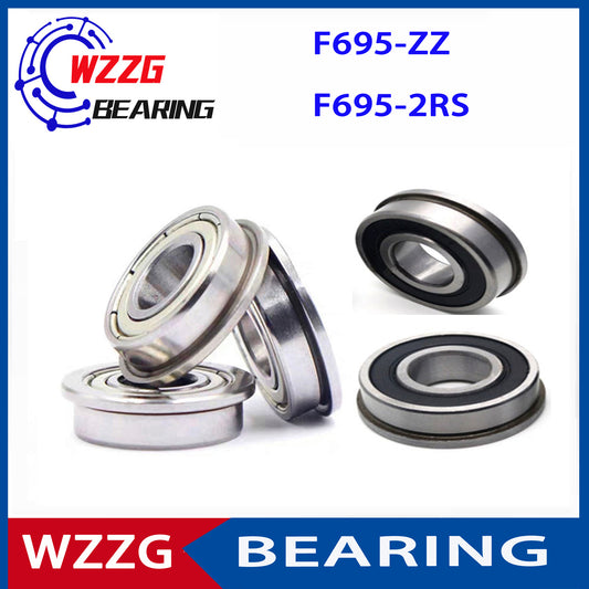 WZZG 20PCS F695ZZ 5*13*4 mm double shield bearing steel flange F695-2RS ball bearing