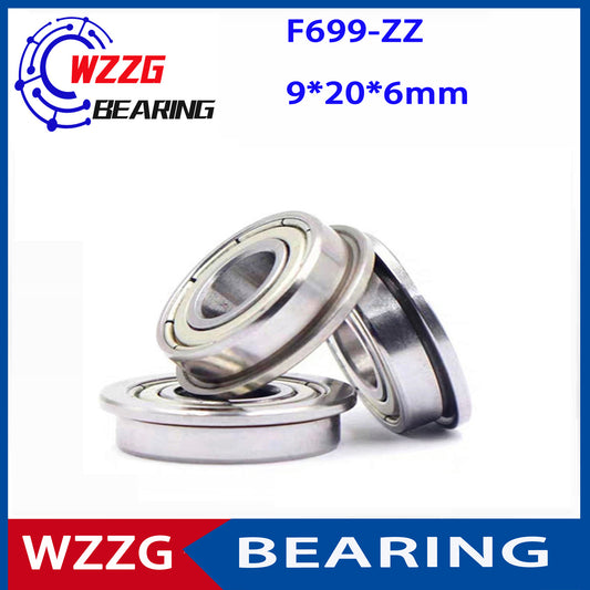 WZZG 20pcs F699 F699ZZ F699Z F699-2Z 9*20*6 Flange Bearing Miniature Deep Groove Ball Bearing Shielded Ball Bearing