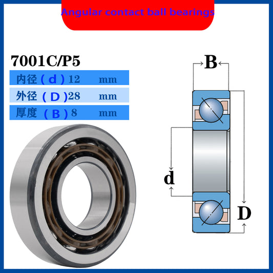 WZZG 2PCS 7001C AC ACM B BW BM 7001-2RS 12X28X8 Precision Angular Contact Bearing CNC Machine Tool