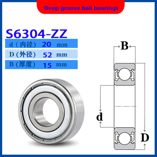 WZZG 2PCS/lot High quality 440C stainless steel deep groove ball bearing S6304ZZ 2RS size 20*52*15mm