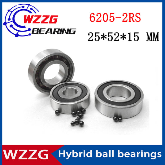 WZZG 6205-2RS(1pcs) 25*52*15 mm Hybrid ceramic SI3N4 deep groove ball bearing