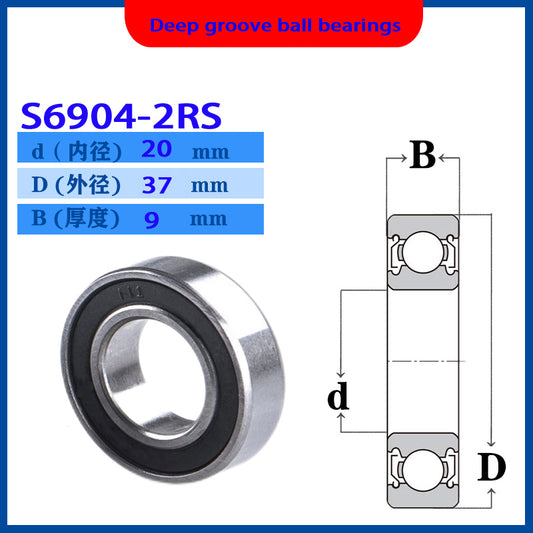 WZZG 6PCS/lot High quality 440C stainless steel deep groove ball bearing S6904ZZ 2RS size 20*37*9mm