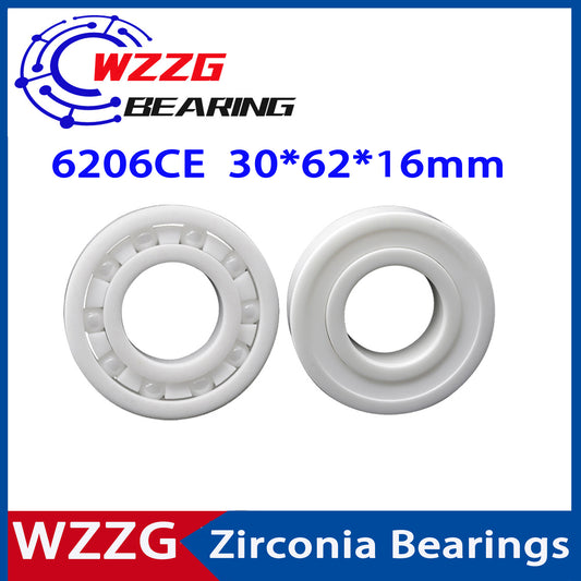 WZZG 6206 Full Ceramic Bearing ZrO2 1PC 30*62*16 mm Ceramic ball bearing slide 6206CE 6206CE-2RS