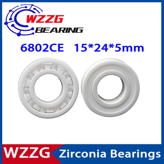 WZZG 6802 Full Ceramic Bearing ZrO2 2PC/lot 15*24*5 mm Ceramic ball bearing slide 6802CE 6802CE-2RS