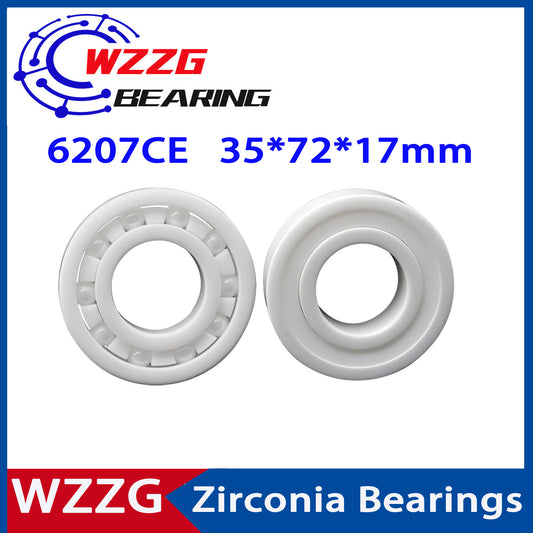 WZZG 6207 Full Ceramic Bearing ZrO2 1PC 35*72*17 mm Ceramic ball bearing slide 6207CE 6207CE-2RS