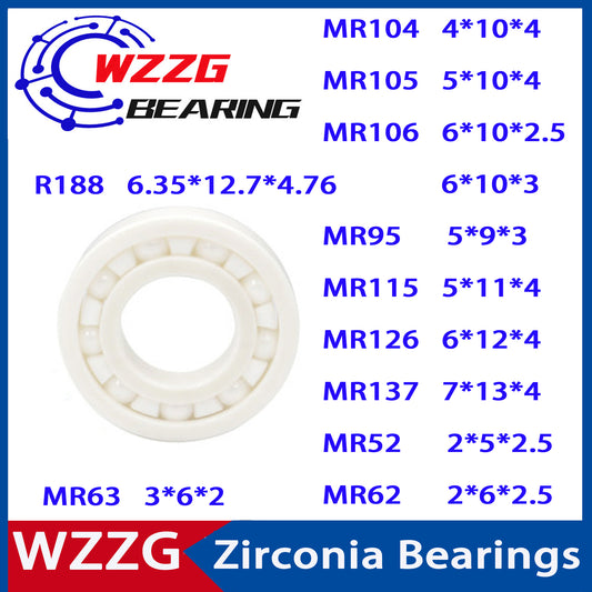 WZZG 2pcs/lot MR52 MR62 MR63 MR95 MR104 MR105 MR106 MR115 MR126 MR137 R188 All-ceramic zirconia bearings